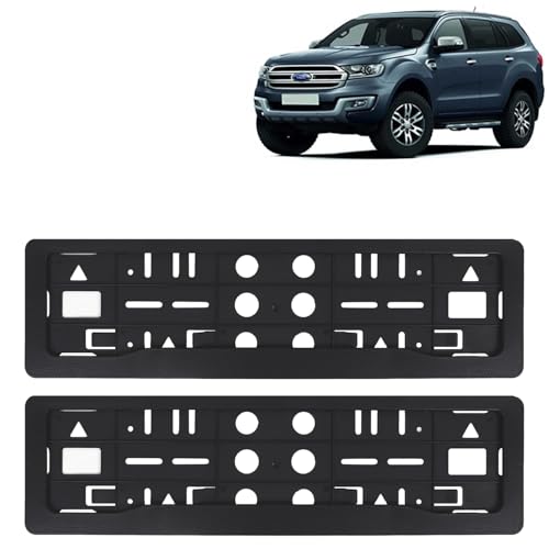 Image of KINGSWAY Endeavour Car Number Plate Frames for All 2015 to 2018 Models of Ford Car Registration Plate Holders, Black Licence Plate Covers (Front and Rear), Universal Size 51.5 x 14.5 cm