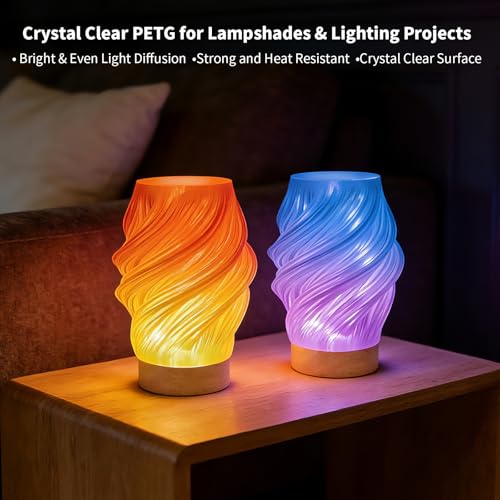 Image of IEMAI Clear PETG Filament 1.75mm 2KG Bundle, 1KG x 2 Spools Blue-Purple & Red-Orange, Glossy Transparent Finish PETG 3D Printer Filament for Lampshades, Home Decor & DIY Models