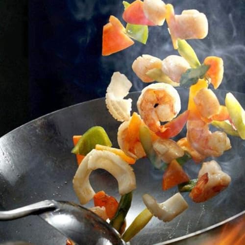 Wok de acero inoxidable tradicional, fondo plano, 47 cm miniatura 2