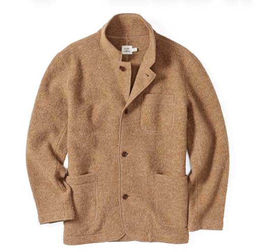 Huckberry Flint and Tinder The Boiled Wool Chore Blazer, Mens Casual Sport Coat, Jacket, Camel, X-Large