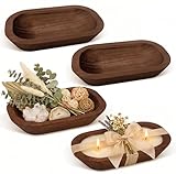 VryaSang 4 Pack Dough Bowls for Candle Making, 9.5 x 5.5 x 1.6 Inch Paulownia Wooden Bowl, Rustic Vintage Table Centerpieces for Living Room, Farmhouse Decor & Wedding DIY(Brown)