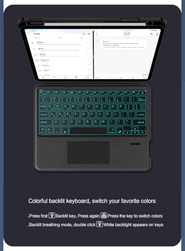 Clavier Bluetooth iPad Pro 11 M5 rétroéclairé avec étui cuir et souris - 5