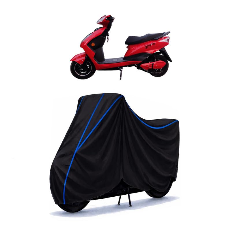 Image of Scooty Cover Water Resistant for Battre Electric | Universal Scooter & Bike Cover | Heavy Duty UV Dust, Rain & Scratch Protection Weather Indoor Outdoor | Black with Blue Piping