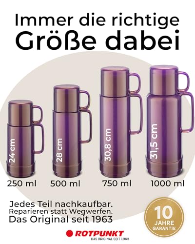 ROTPUNKT Isolierflasche 1 Liter mit integriertem Becher - Hochwertige Isolierkanne Made in Germany I Bis zu 24 h heiß & 36 h kalt (Andreas… – Ansicht 6