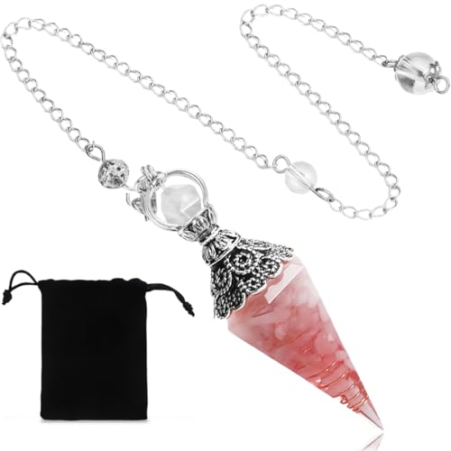 NJCXOLA Edelstein-Anhänger, Edelstein-Pendelkristall, Heilstein, natürlicher sechseckiger Edelstein-Kristallschmuck für Hexerei-Rituale, Wahrsagerei, Reiki-Heilung und esoterische Geschenke