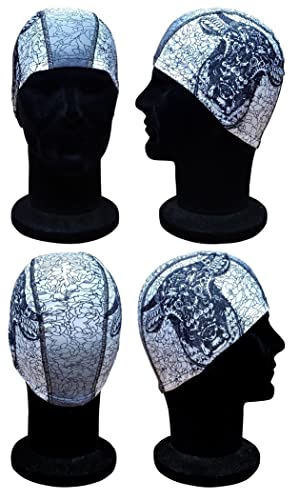 Blue Reef Stunning Asian Oriental Art Inspired Graphic Designs Spandex Elasticated Pull On Swim Cap For All Ages 3+ Years (Bull Grey) - Image 2
