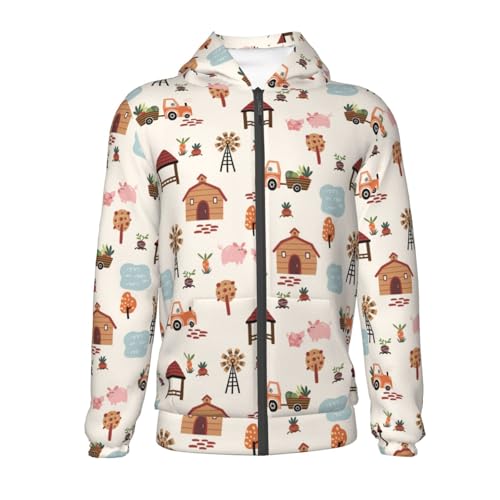 Cartoon Village Map Kid Hoodies Boys Zip Up Sweatshirts Girls Pullover with Pocket2