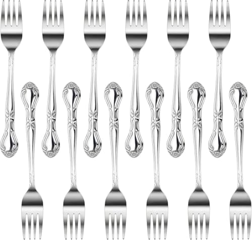 New Star Foodservice 58666 Rose Pattern, 18/0 Stainless Steel, Salad Fork, 6.2-Inch, Set of 12
