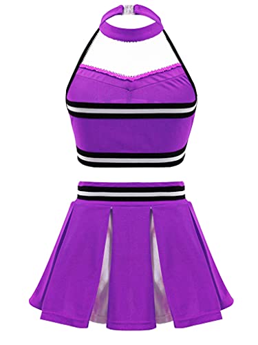 Disfraz para niña animadora 10 años morado miniatura 2