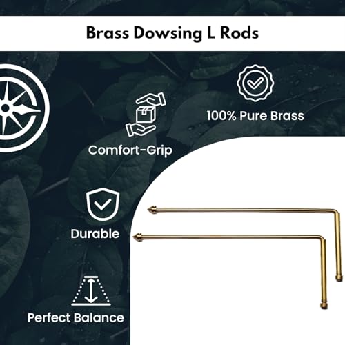 Image of Plus Value Brass Dowsing Rods Pair for Vastu, Reiki, Dowser, Energy Healers with Dowsing Charts L Divining Rod for Finding Underground Water & Gold, Lost Object, Geopathic Stress