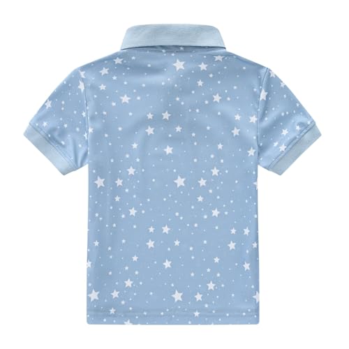 Kids Boys Polo Shirt Breathable Short Sleeve Classic Polos Toddler Tropical Floral Graphic (Light Blue-4, 6-7 Years)2