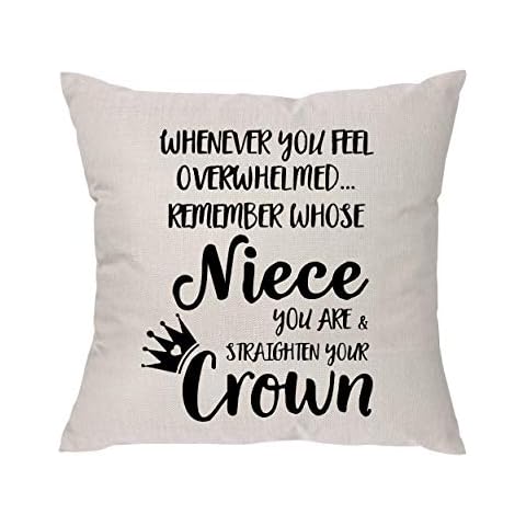 Whenever You Feel Overwhelmed Remember Whose Niece You Are & Straighten Your Crown - Niece Gift from Aunt Auntie- Inspirational Gifts for Women Niece Teen Girls Teenage Girls Throw Pillow Covers Cover