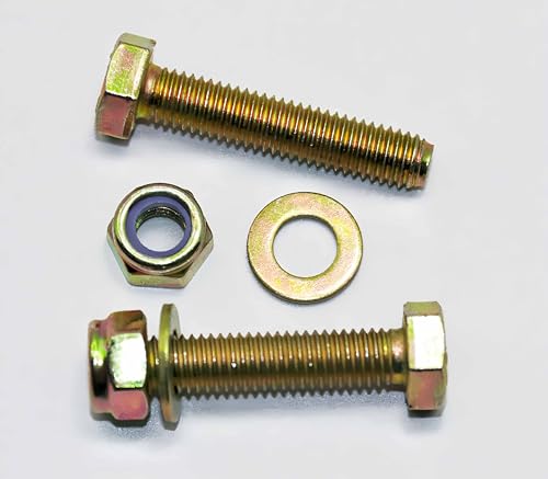 Image of M8 x 40mm Hex Head Bolt by Color Galvanization with Nylon Lock nut and Flat Washer Assortment Kit,Alloy Steel,Grade 8.8.(8pcs Pack)