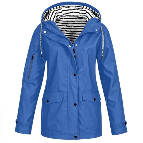 Veste imperméable femme zippée avec capuche mi-longue et grandes tailles