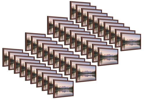 Fravax Decor 4x6 Inch 40 PCS Rich Brown Wooden Photo Frame – Lightweight Gallery Style, 0.5mm Unbreakable Acrylic Front, Wall & Tabletop Display | Perfect for Home & Office Decor