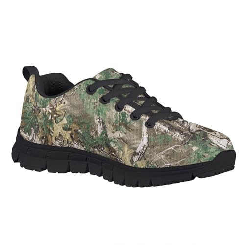 HUIACONG Brown Camouflage Boys Tennis Trainers Forest Camo Kids Lacing Sneaker Size 3 Girls Road Running Shoes for Children Walking Shoes Slip-on Laces Up2