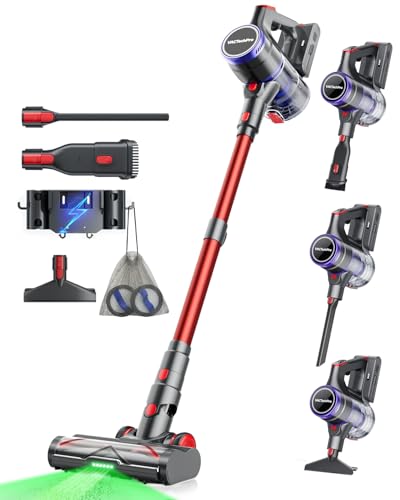 VACTechPro V15 Ultra Cordless Vacuum Cleaner, 48KPA/550W/70min Stick Vacuum with 1.5L Dustbin, Wall-mounted Charging/Removable Battery, Anti-Tangled Handheld Vacuum for Hard Floors Carpet Car Pet Hair