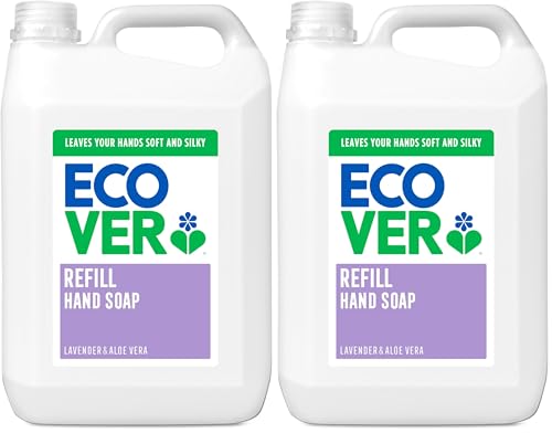 Image of Ecover Hand Wash, Hand Soap Refill, Lavender and Aloe Vera, Dermatologically Tested, For Sensitive Skin 5L (Pack of 2)