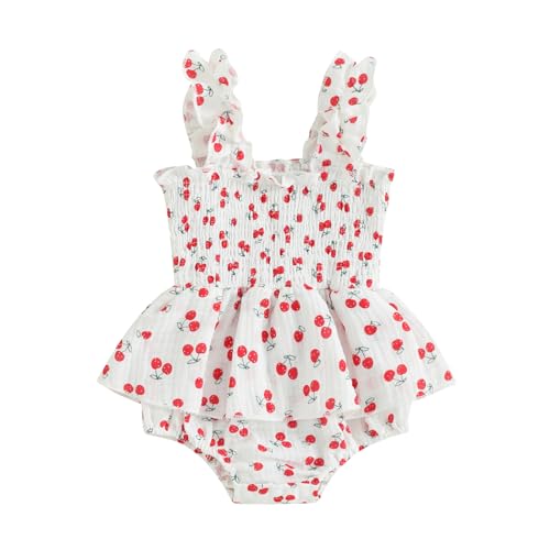 Image of Infant Baby Girl Summer Outfit Clothes Sleeveless Smocked Cotton Linen Romper with Headband
