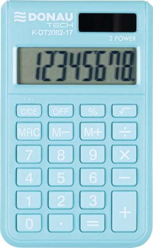 Calculatrice Donau Tech/K-DT2082-17 Fonction Racine carrée à 8 Chiffres / 97 x 60 x 10 mm/Couleur : Bleu/Calculatrice avec Affichage à 8 Chiffres/Design...