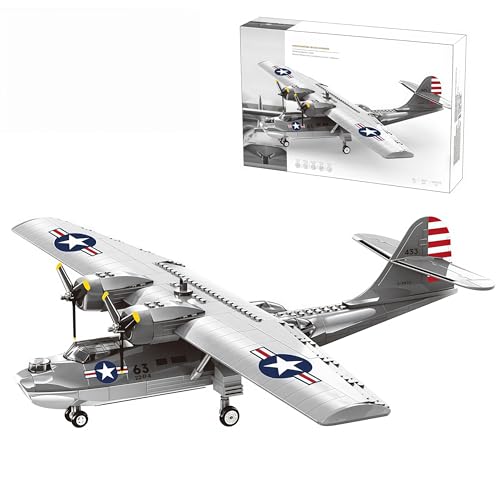 Wapik 1/72 スケール マスターピース 大型サイズ 飛行機 プラモデル ABS製 183～605 ピース 組み立て 積み木 セット 11種類 戦闘機 ヘリコプター ジェット旅客機 回転翼機 繊細な リアル 本格的な 塗装済み ミリタリーモデル 全年齢対象 ブロック 立体パズル 創造力 構成力 脳力開発 知育玩具 誕生日 クリスマス プレゼント (カタリナ水上飛行機 （364ピース）)