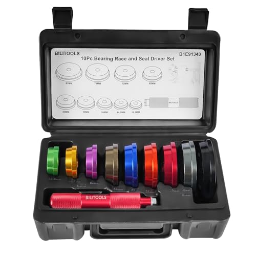 BILITOOLS Kit Presse à Roulement, 10 Pièces Douilles Roulement et Joint SPI, Presse Roulement Voiture Métrique pour Montage Moyeu Voiture, avec Coffret...