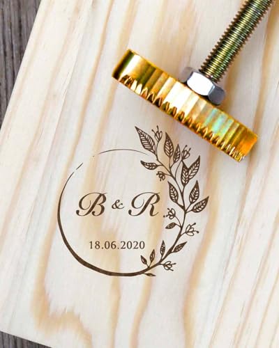 SPOODOR Custom Logo Branding Iron voor BBQ Grilling, Heat Stempels voor Brood, Vlees, Hout, Leer & Papier, 1.5inch/3.81cm, Ijzer, Houten Handvat