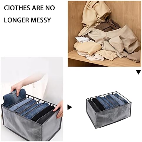 SSKHE 2 Pcs Foldable Drawer Clothes Storage Organizer Washable Storage Box with 7 Compartments for Jeans Leggings and T-shirt (Grey)