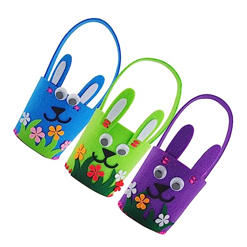 Totority バッグ 3個 Diyカラーエッグ材料 イースターエッグのバケツ イースタートリートバッグ イースターうさぎバッグ イースターショッピングトート 素材 花束 フォーム 子