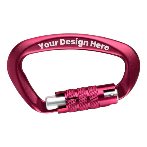 Aspire Custom Locking Carabiner Heavy Duty 3-Inch, Engraving Hot Pink Twistlock Carabiners 12KN (2699 Lbs) for Hammocks