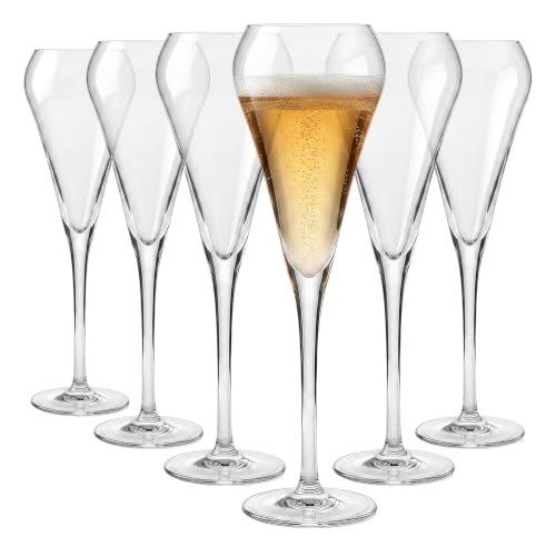 Image of Argon Tableware Hoxton Crystal Champagne Flutes 230ml Glasses Pack of 6