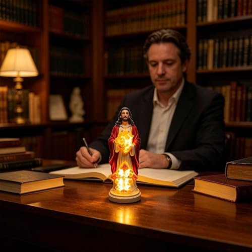 Statue de jardin de Jésus avec lumières LED pour cour et patio ombragé - 4