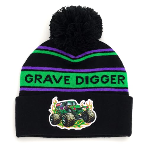 Monster Jam Grave Digger Mens Beanie Winter Hat Green OS Adult