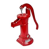 KCHEX New Antique Style Heavy Duty Cast Iron Red Well Hand Operated Pitcher Pump 25 Ft