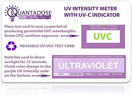 UVC Light Test Card with UVC Light Wavelength Indicator and Photochromic UV Intensity Test