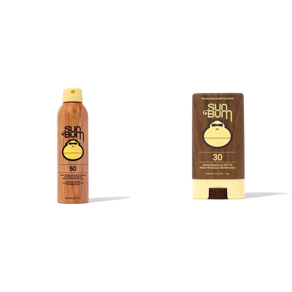 Sun Bum Original SPF 50 Sunscreen Spray SPF 30 Sunscreen Face Stick Bundle Vegan and Reef Friendly