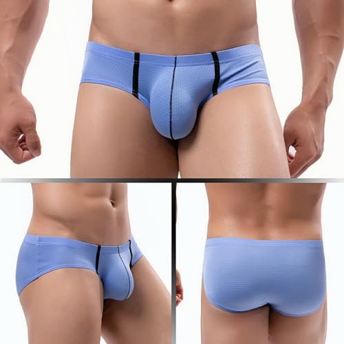 Men's Low-Rise Underwear Ice Silk Nylon Mesh Breathable Triangular Briefs Bikini Underwear2