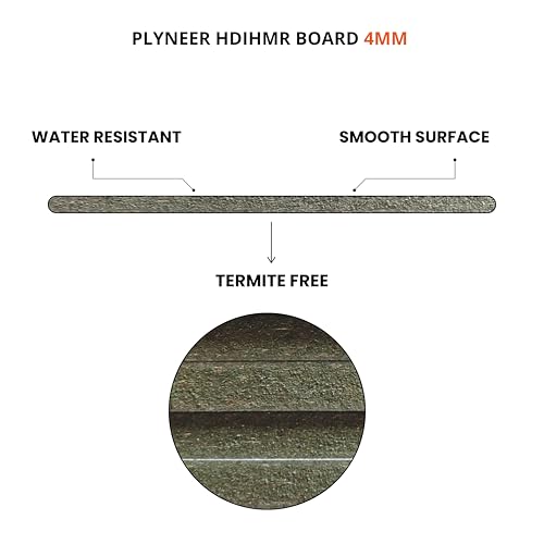 Image of Plyneer HDIHMR MDF Board - High-Density Moisture & Impact Resistant Wood for Modern Furniture & Interior Designs (4mm)-8ft x 4ft