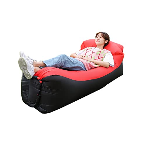 Surwin Divano Aria Gonfiabile Impermeabile Lazy Bag Lettino Gonfiabile Sedia ad Aria con Pacchetto Portatile per Esterni Interni Viaggi Feste Spiaggia Campeggio Piscina (Rosso,230x70cm)