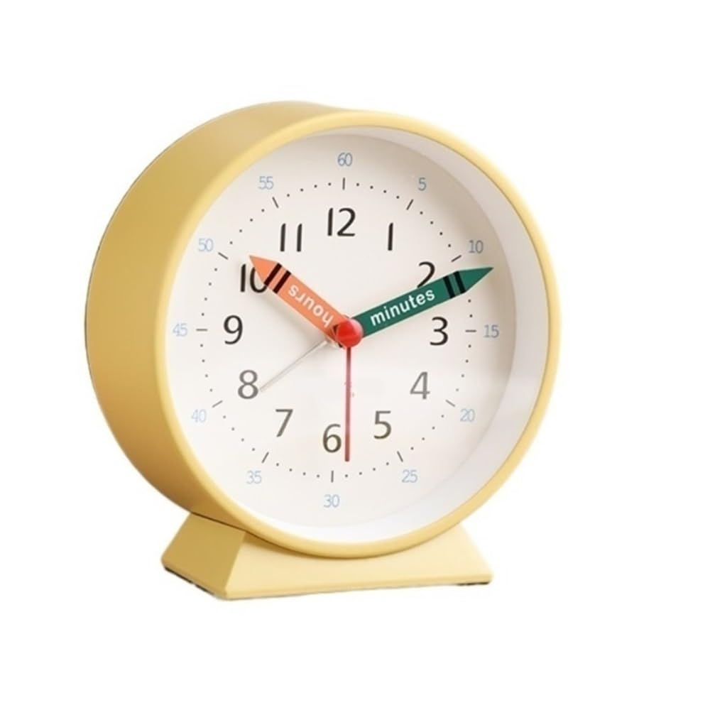 NIUHUAHUI Alarm Clock, Silent mini desktop alarm clock, best for students and study use, a gentle morning wake-up device, compact and stylish for home or office(Yellow)