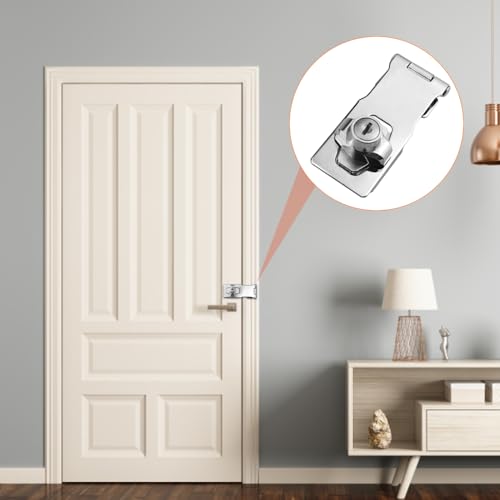 Image of TOVOT 4PCS 4 inch Keyed Hasp Locks Door Hasp Latches Lock Padlock Latches for Cabinet Drawer(Keyed Alike)