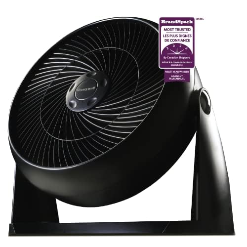 Honeywell HT908CV1 TurboForce® 10" Floor Fan, Air Circulator, 90°Head Pivot,For Home, Bedroom,Portable, 3 Speed Settings, Black