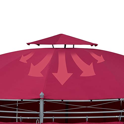 Casaria Paviljoen Toscana Ø350cm Metaal Waterafstotend UV-bescherming 50+ Tuinpaviljoen Luxe Modern Rood - Afbeelding 3