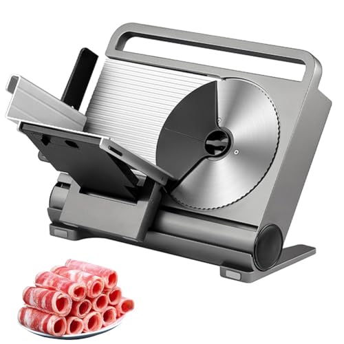 Foldable Meat Slicer Machine For Home, 200W Electric Food Slicer, 19cm diameter blade, child lock, Anti-slip, 1-15mm thickness adjustment, Electric Slicers, for Deli, Meat, Cheese, Bread
