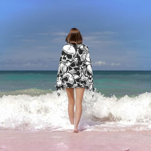 Serviette de bain microfibre imprimée crâne drap de piscine et voyage - 7