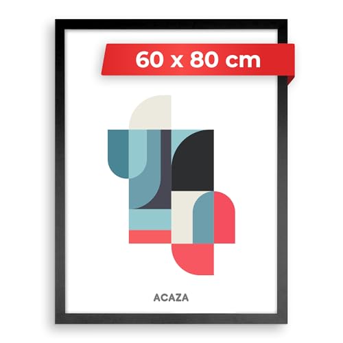 Acaza Photo Frame 60x80cm Black, Wall Decoration for Posters, Photos, Puzzles & Prints, Wood Frame with Plexiglass, 23.6 x 31.5 inch