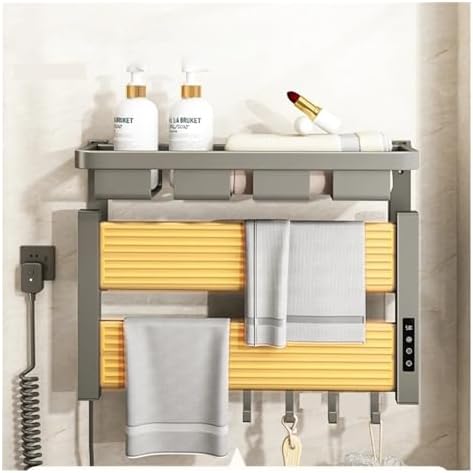Smart Electric Heated Towel Rail Bathroom Accessories Heated Drying Towel Rack Home Towel Warmers Punch-Free Bath Towel Rack(B1 57x10x30cm Left) image 4