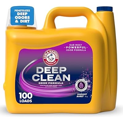 ARM & HAMMER Deep Clean Odor Formula Liquid Laundry Detergent, Radiant Burst Scent, 150 Fl Oz, 100 Loads