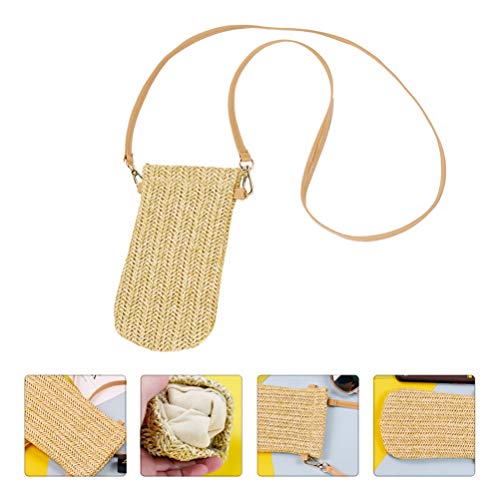 ULTECHNOVO Bolsa de Palha para Telefone Bolsa Crossbody Bolsa Pequena Boho Bolsa Rattan para Mulhere