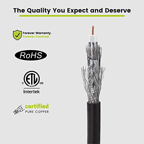 True Cable 6QSCMXBCBLK_500RL Truecable Rg6 Outdoor Quad Shield Coax, 500Ft, Black, Direct Burial Rated (Cmx), Bare Copper Conductor Coaxial Cable thumb #3